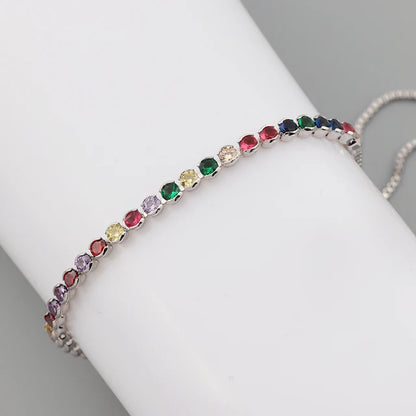 Colorful Rainbow Zircon CZ Tennis Chain Bracelet for Women Adjustable Bohemian Femme Snake Chain Boho Jewelry Gifts