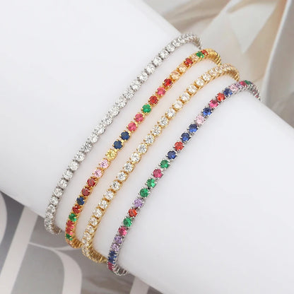 Colorful Rainbow Zircon CZ Tennis Chain Bracelet for Women Adjustable Bohemian Femme Snake Chain Boho Jewelry Gifts