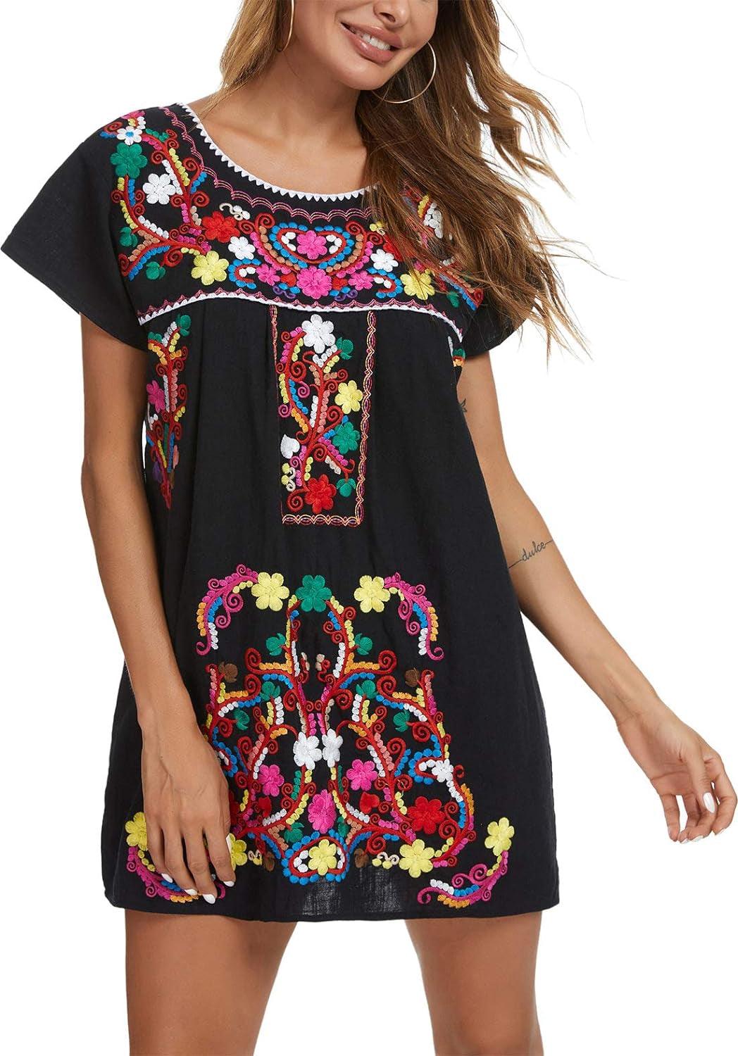Women'S Casual Skirt Boho Mexican Peasant Dresse plus Size XXL Dress