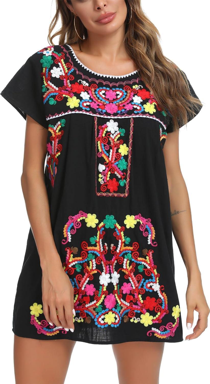 Women'S Casual Skirt Boho Mexican Peasant Dresse plus Size XXL Dress